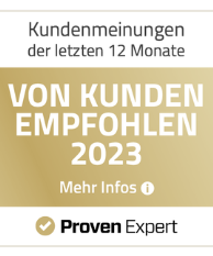 Die Grafik zeigt das Logo von ProvenExpert. Kundenmeinungen der letzten 12 Monate. Reiner Müller - Angstfreier leben wurde in den letzten 12 Monaten von Kunden auf Proven Expert empfohlen.